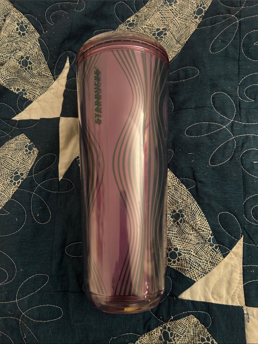 Starbucks Metallic Pink Wave Tumbler with Black Accents